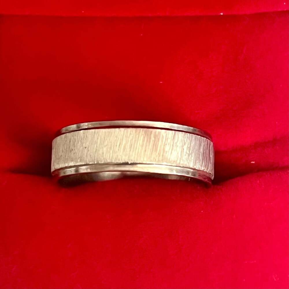 Brushed Groove Titanium Steel Silver 6mm Band Wedding Ring Size 12